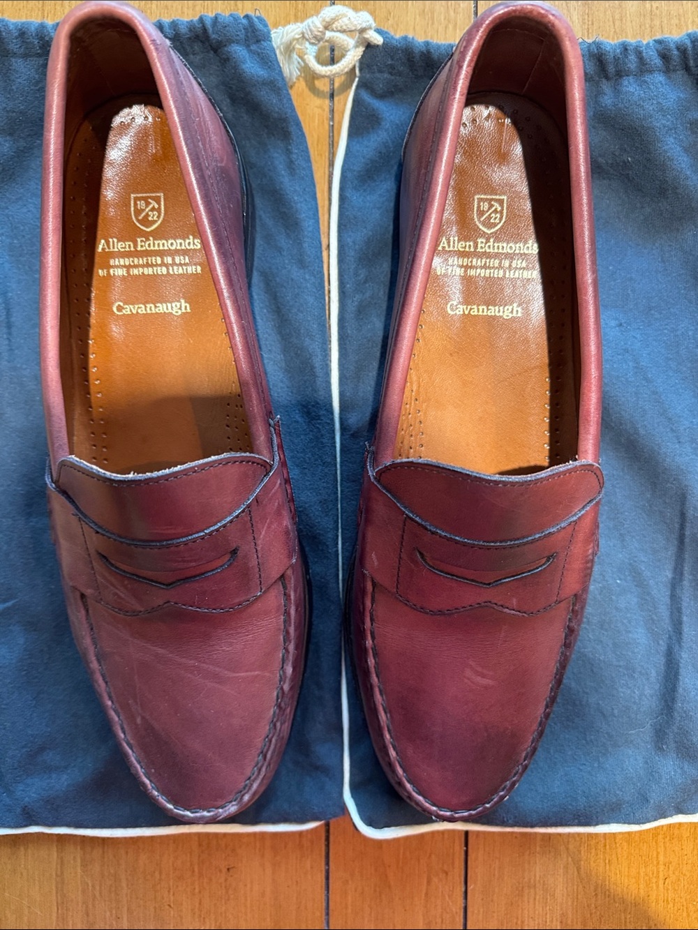 Allen Edmonds Cavanaugh Penny Loafers - Burgundy Leather